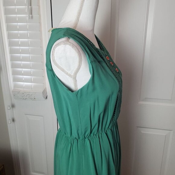 Matilda Jane Maxi Dress Womens Small Green Sleeveless Rayon Comfy Long Crochet - Picture 9 of 16
